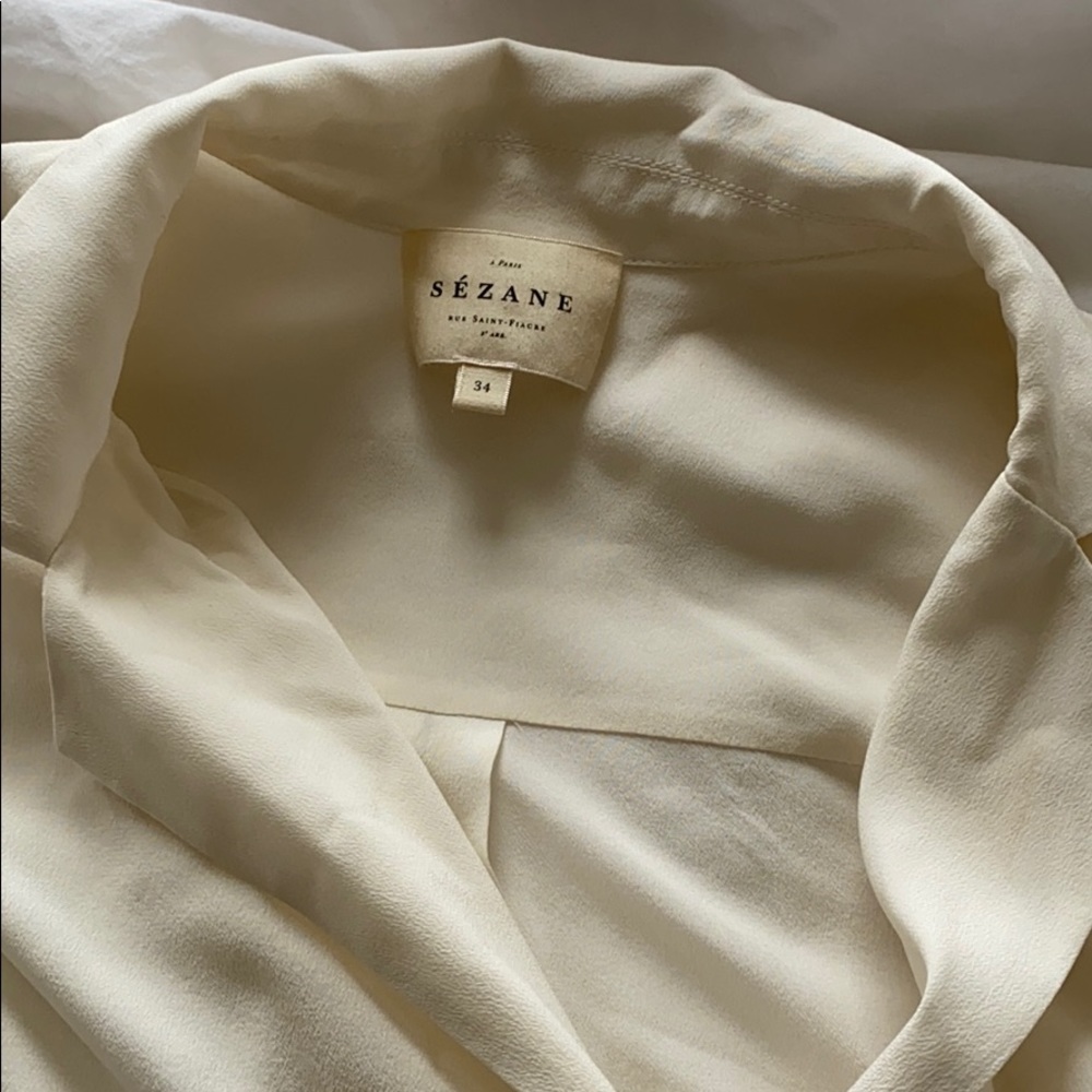 Sezane ivory silk blouse xs